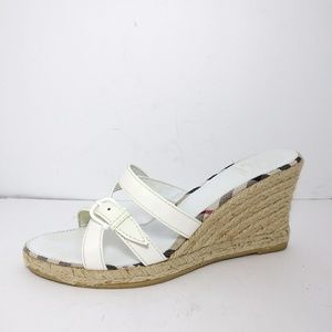 Burberry White Espadrille Wedge Sandals SzEU39/US7.5/8